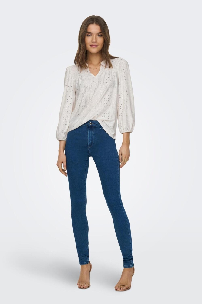 ONLSANDRA 3/4 SPLIT TOP JRS 15293379 Cloud Dancer